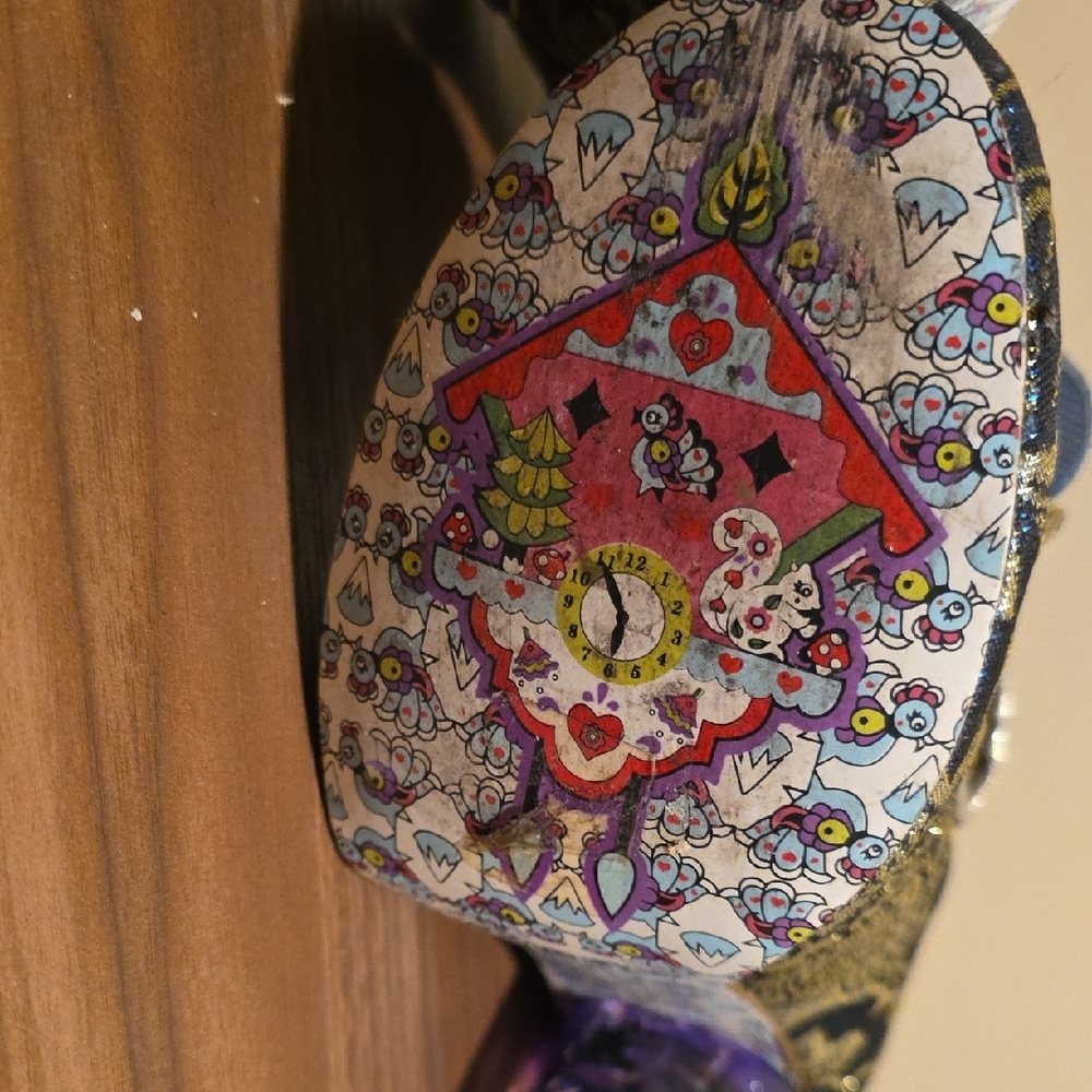 Irregular Choice Gold And Blue Floral Heels View 3